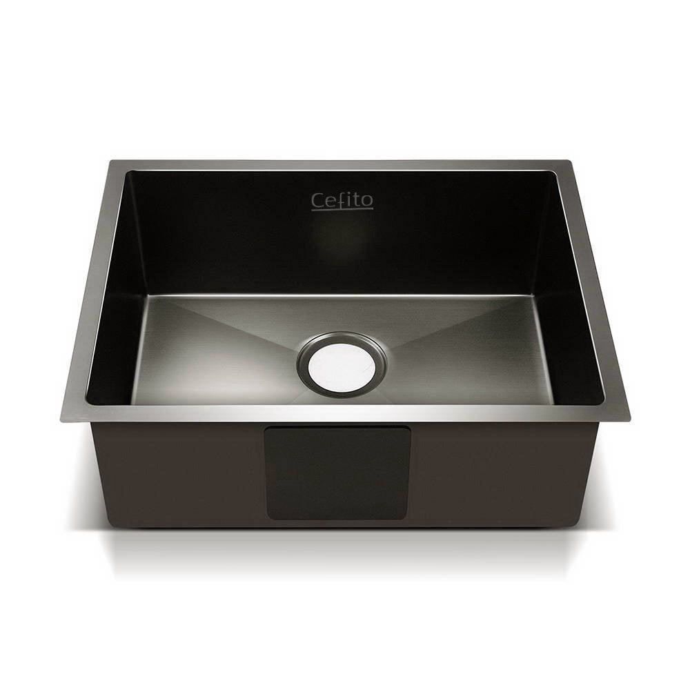 Cefito Kitchen Sink 60X45CM Stainless Steel Basin Single Bowl Laundry Black