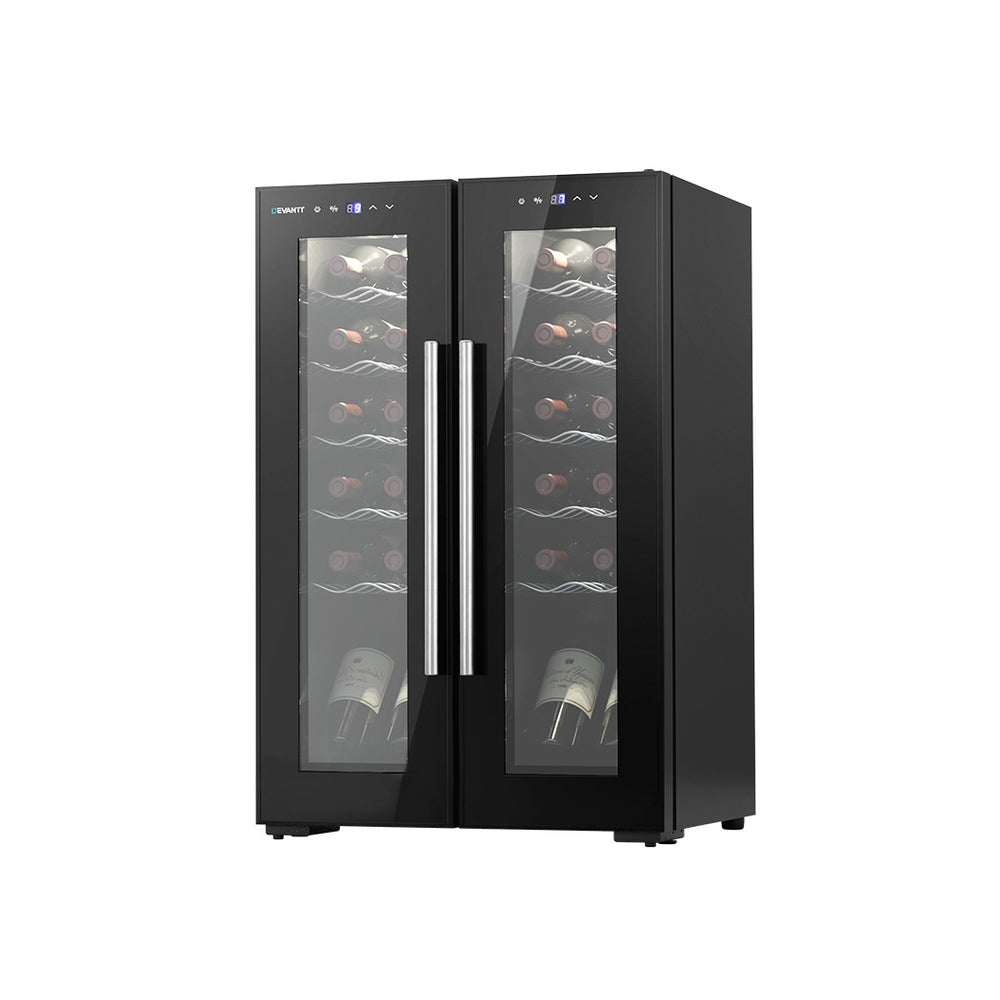 Devanti Wine Cooler Fridge Dual Zone 24 Bottles