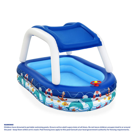 Bestway Inflatable Pool Removable Canopy Boat Design Ocean Themed 282L