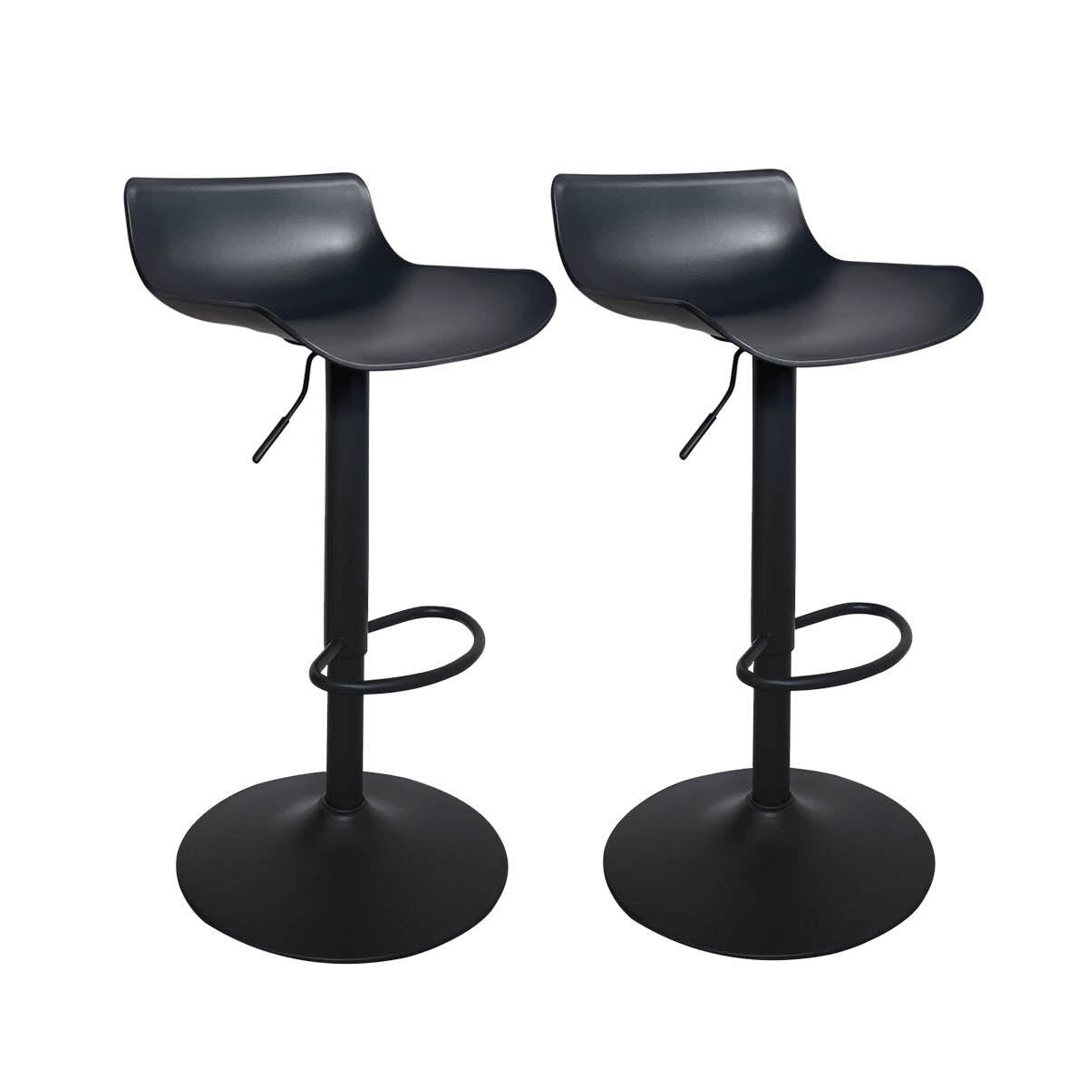 Home Master 2PCE Bar Stool Black Powder Coated Swivel Seat Stylish Modern