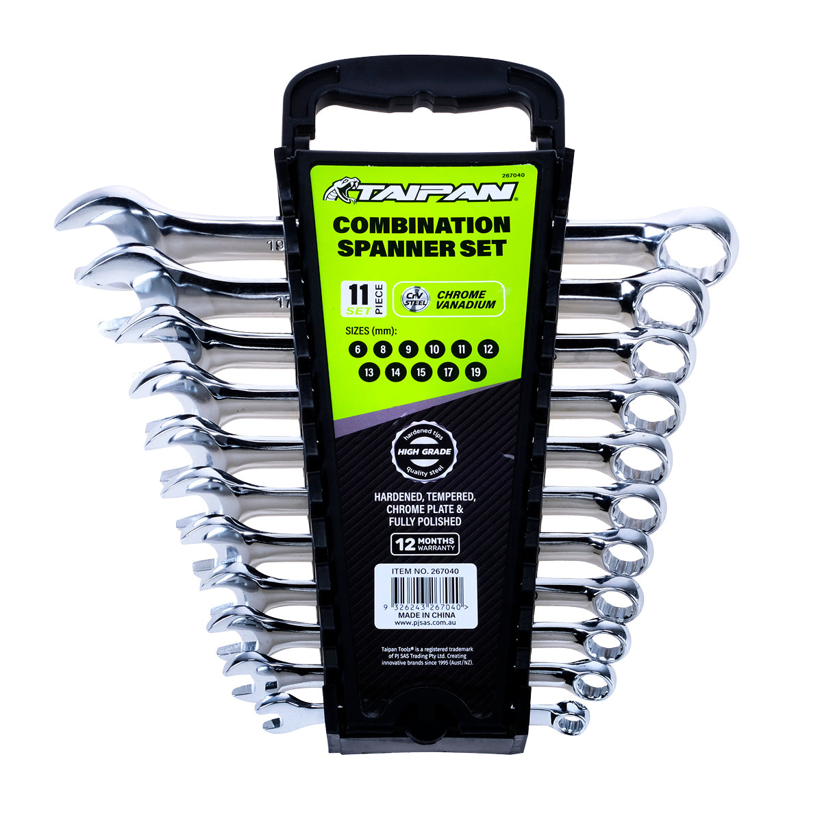 Taipan 11PCE Combination Spanner Set Premium Quality Chrome Vanadium Steel