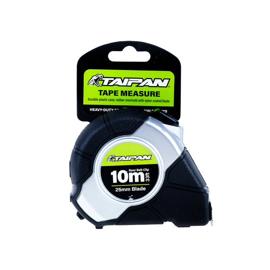 Taipan 10m Tape Measure Auto Lock Function Shock Absorbent Rubber Case