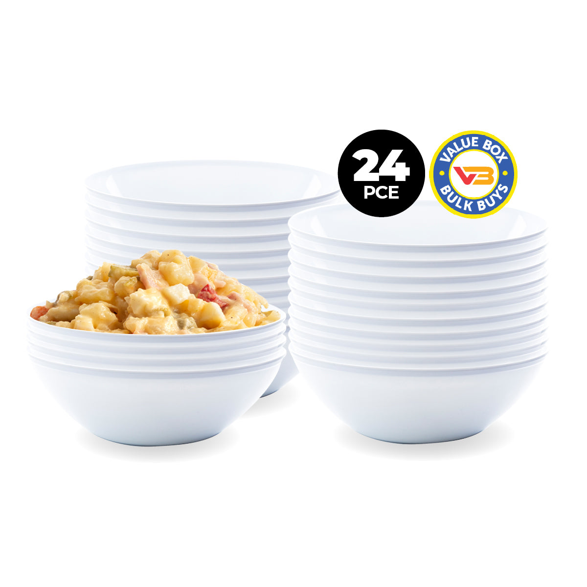 Home Master 24PCE Melamine Bowls Stackable Lightweight Durable Bulk 33cm