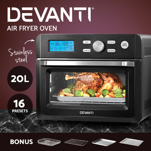 Devanti 20L Air Fryer Convection Oven LCD Fryers Kitchen Cooker Accessories