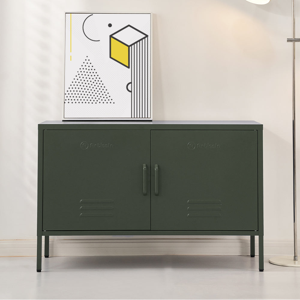 ArtissIn Base Metal Locker Storage Shelf Organizer Cabinet Buffet Sideboard Green