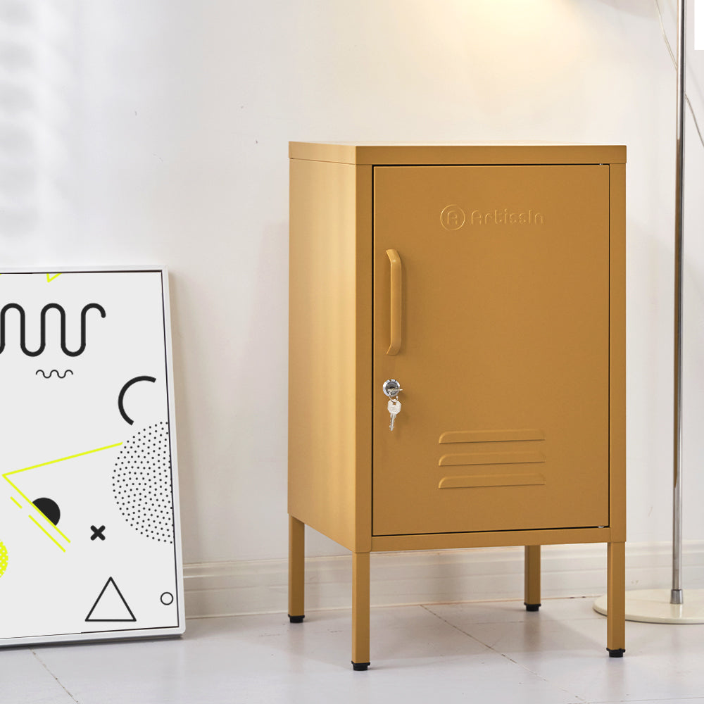 ArtissIn Metal Locker Storage Shelf Filing Cabinet Cupboard Bedside Table Yellow