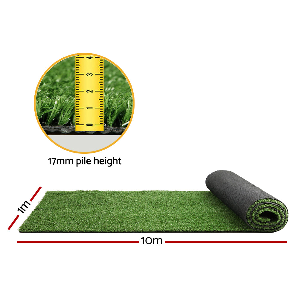 Primeturf Artificial Grass 17mm 1mx10m 10sqm Synthetic Fake Turf Plants Plastic Lawn Olive