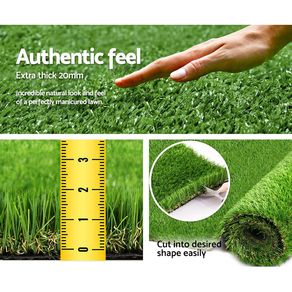 Primeturf Artificial Grass 20mm 1mx10m 10sqm Synthetic Fake Turf Plants Plastic Lawn 4-coloured