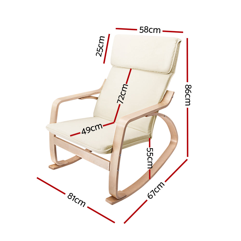 Artiss Fabric Rocking Armchair - Beige