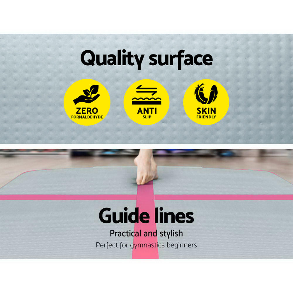 Everfit GoFun 3X1M Inflatable Air Track Mat with Pump Tumbling Gymnastics Pink