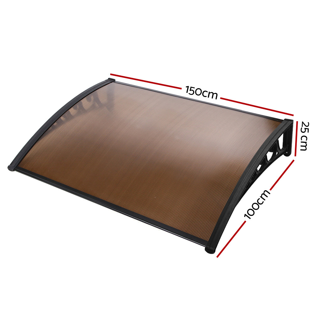 Instahut Window Door Awning Outdoor Canopy Patio Sun Shade 1mx1.5m DIY Brown