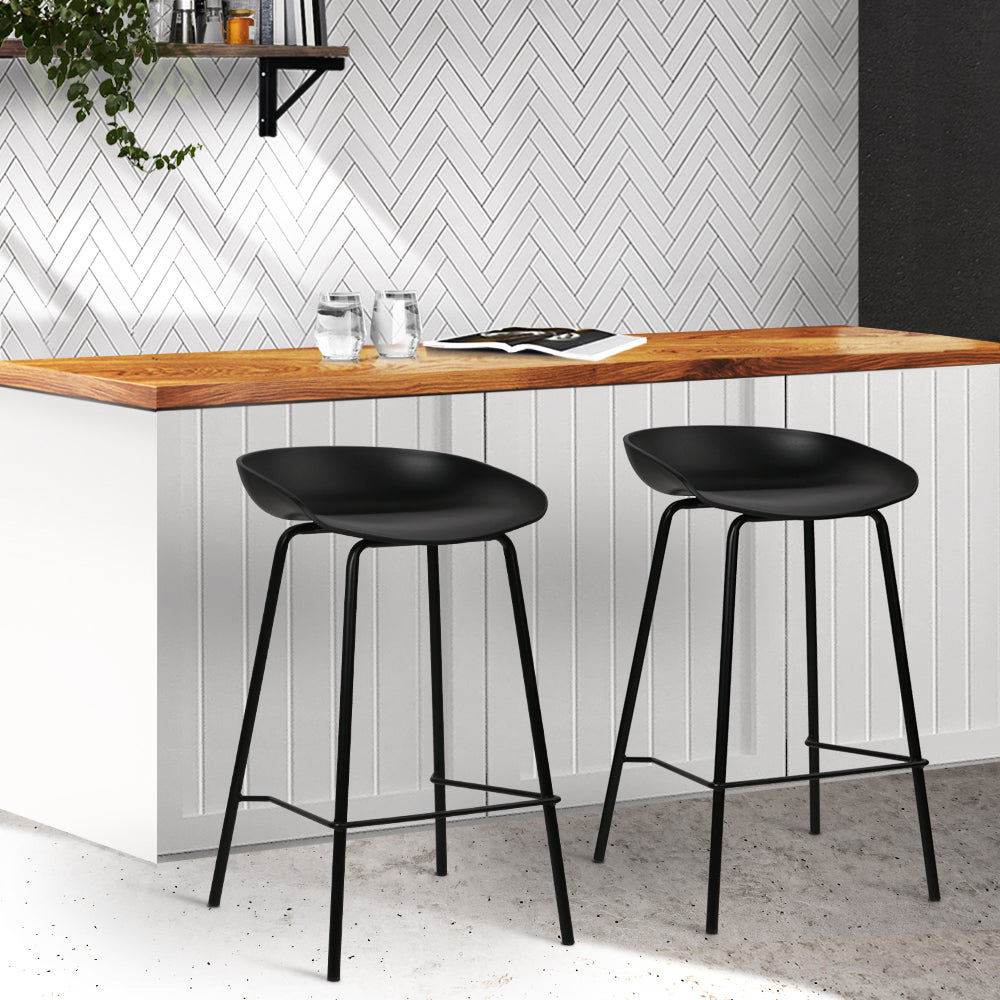 Artiss Set of 2 Metal Bar Stools - Black