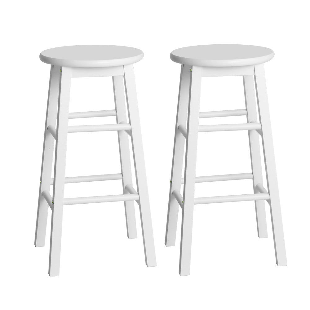 Artiss Set of 2 Beech Wood Backless Bar Stools - White