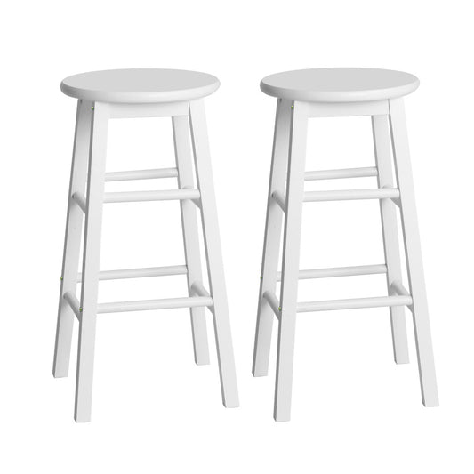 Artiss Set of 2 Beech Wood Backless Bar Stools - White