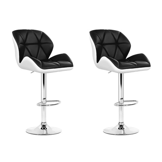 Artiss Set of 2 Kitchen Bar Stools - White, Black and Chrome