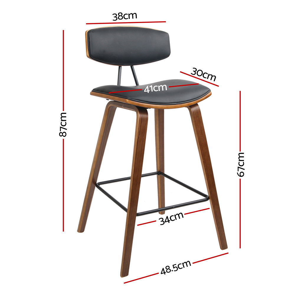 Artiss Set of 4 PU Leather Circular Footrest Bar Stools - Black