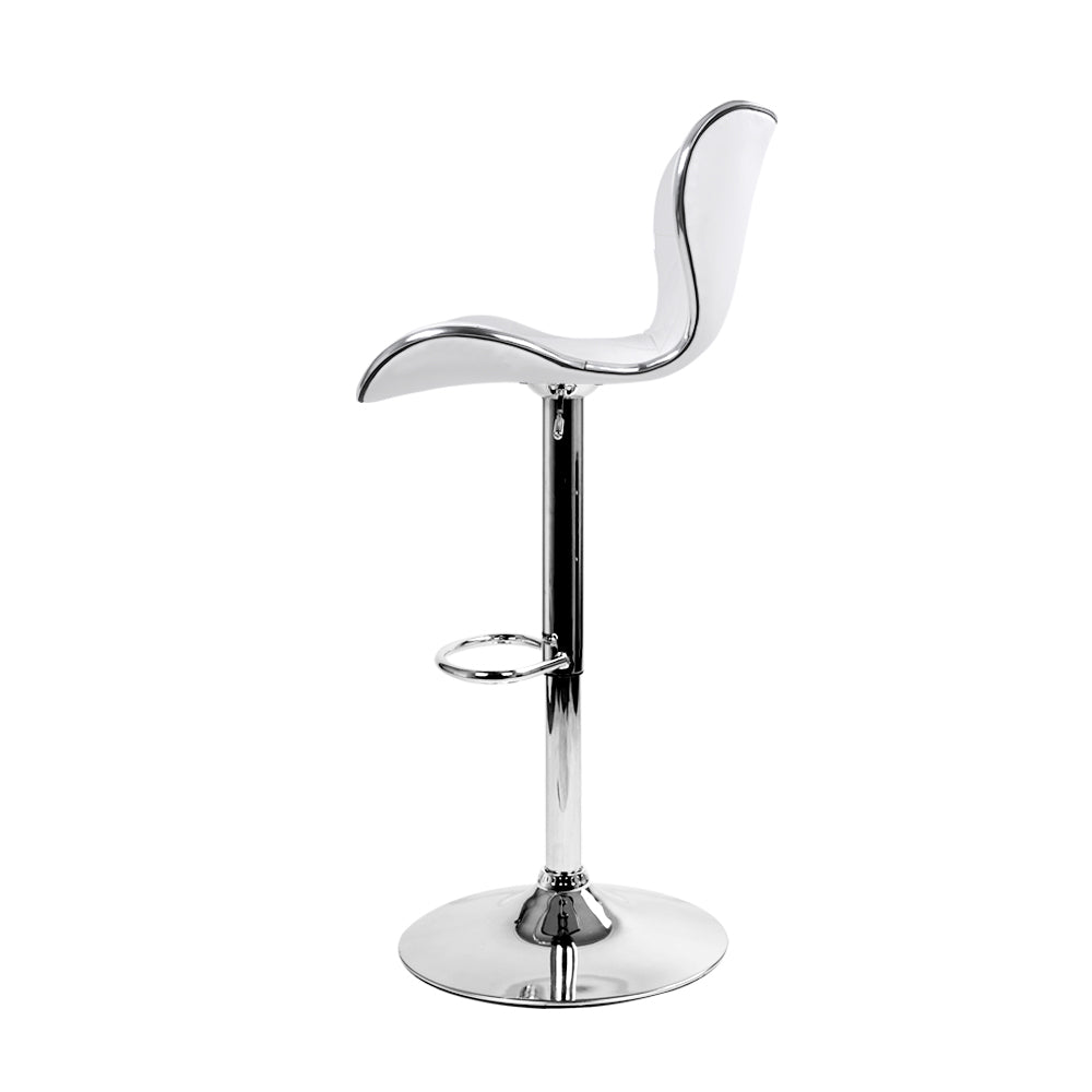 Artiss Set of 2 PU Leather Patterned Bar Stools - White and Chrome