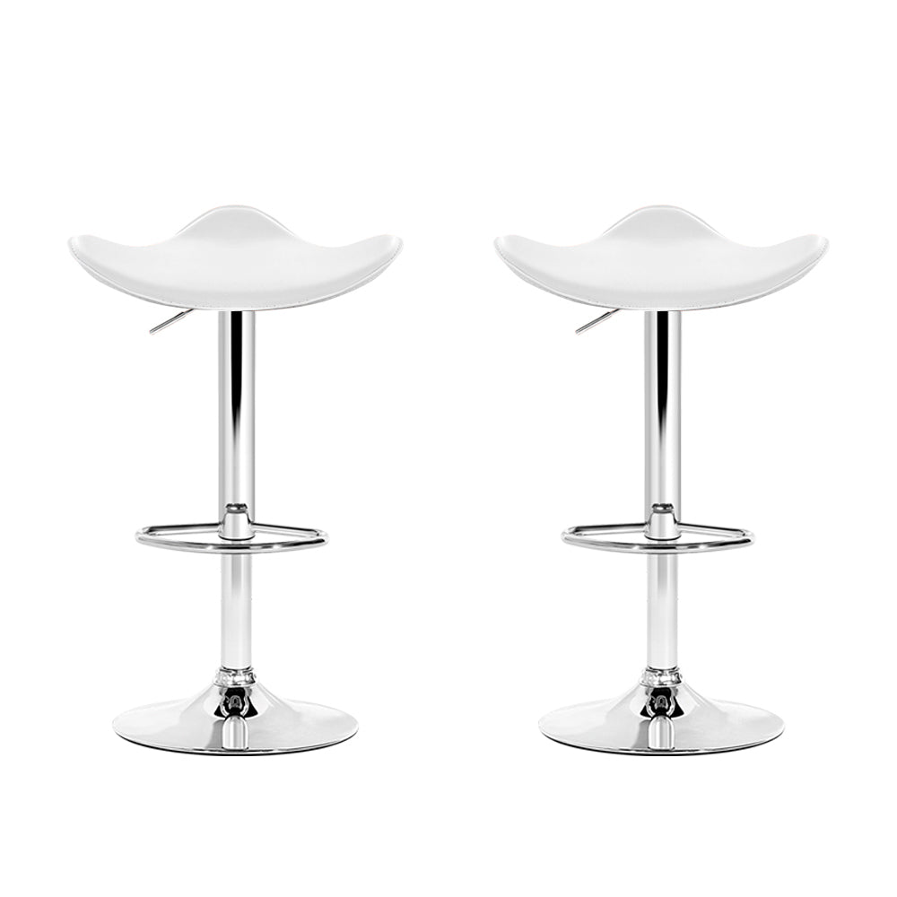 Artiss Set of 2 Gas Lift Bar Stools PU Leather - White and Chrome