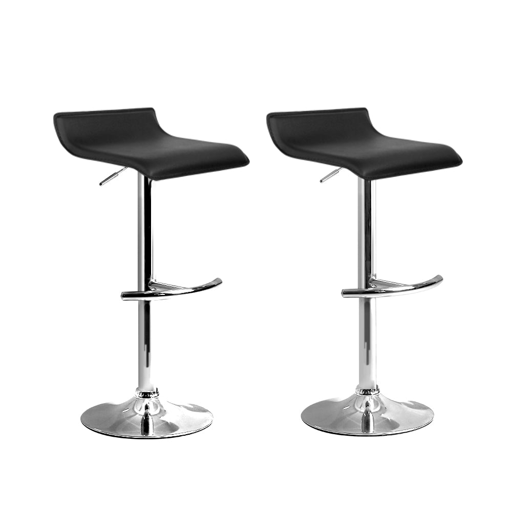 Artiss Set of 2 PU Leather Wave Style Bar Stools - Black