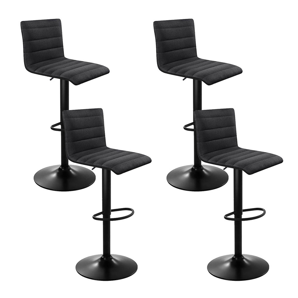 Artiss Set of 4 Faux Linen Bar Stools - Black