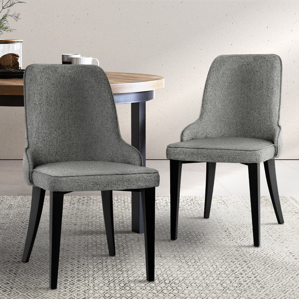 Artiss Set of 2 Fabric Dining Chairs - Grey