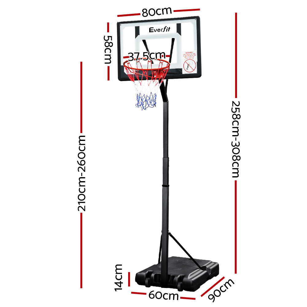 Everfit Adjustable Portable Basketball Stand Hoop System Rim