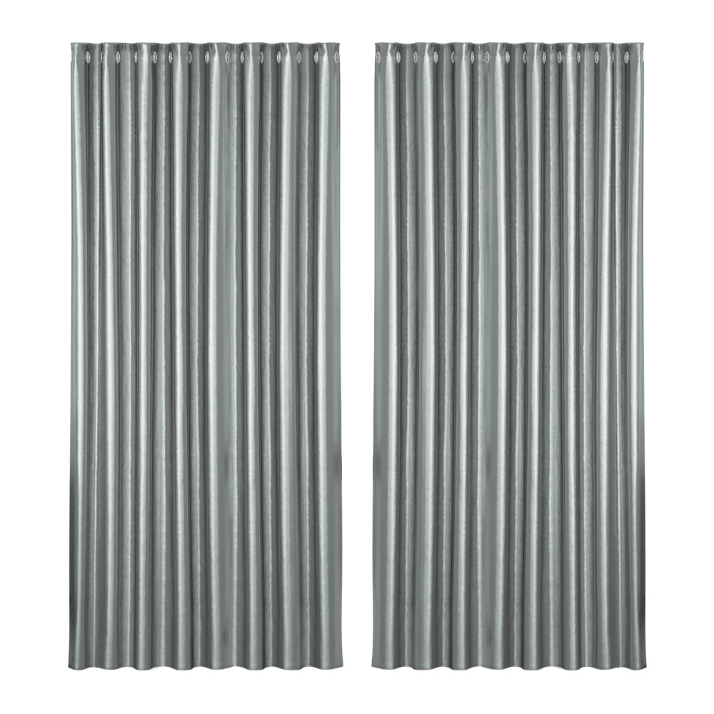 Artiss 2X Blockout Curtains Blackout Window Curtain Eyelet 300x230cm Grey