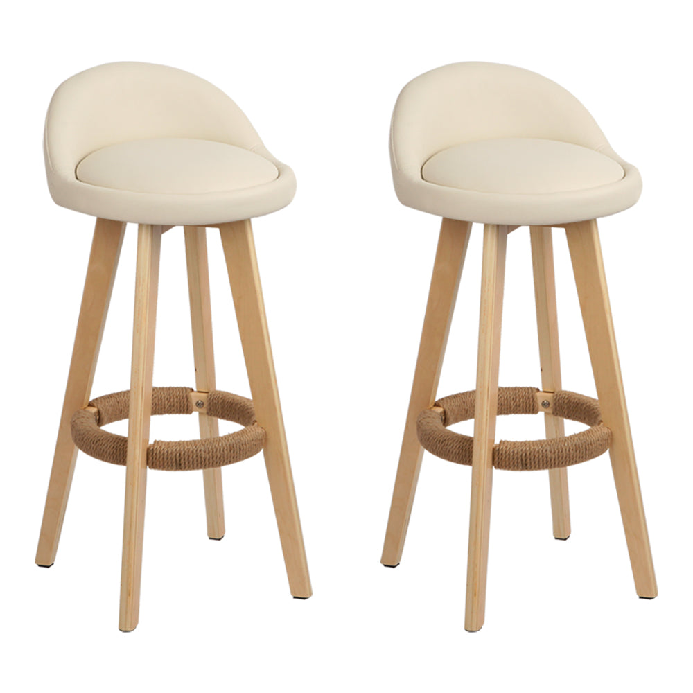 Artiss Set of 2 PU Leather Backrest Bar Stools - Beige