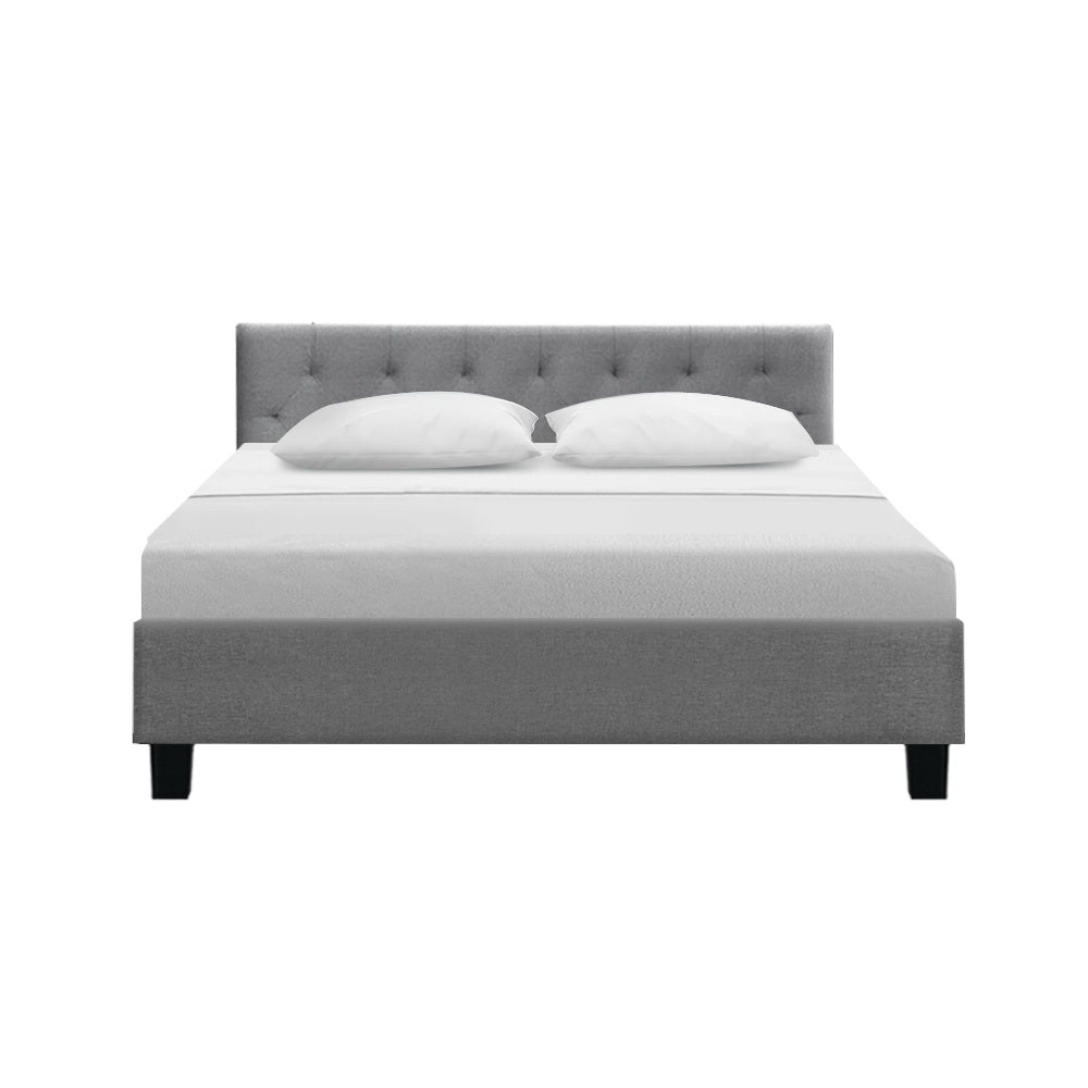 Artiss Vanke Bed Frame Fabric- Grey Queen