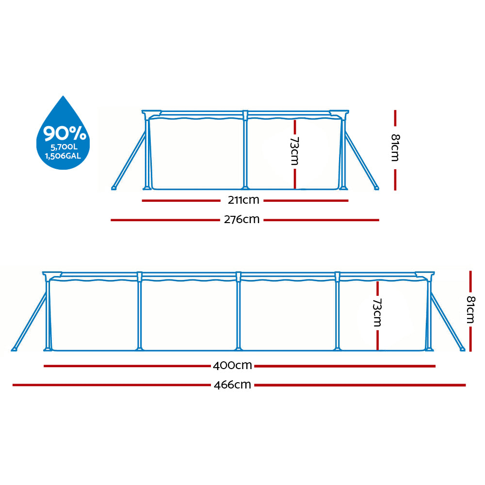 Bestway Swimming Pool 4M Above Ground Pools Pumps Steel Frame Filter Pump