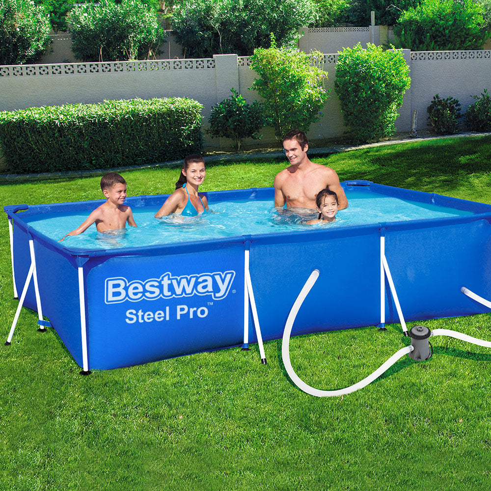 Bestway Swimming Pool 4M Above Ground Pools Pumps Steel Frame Filter Pump