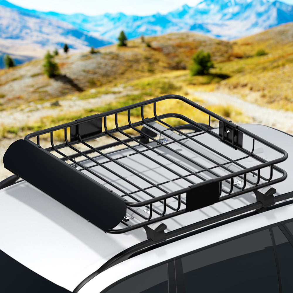 Giantz Universal Car Roof Rack Basket Luggage Carrier Steel Vehicle Cargo 111cm