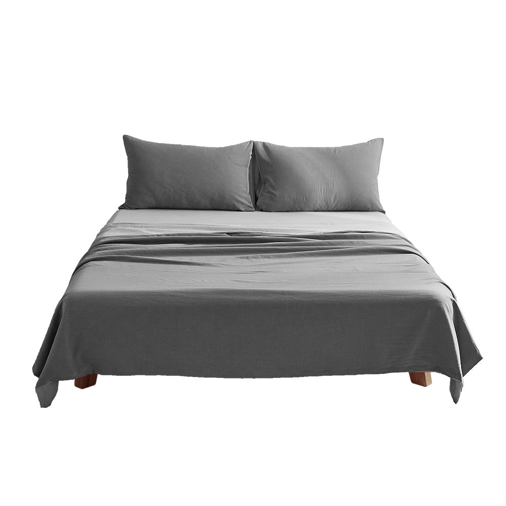 Cosy Club Washed Cotton Sheet Set Grey Double