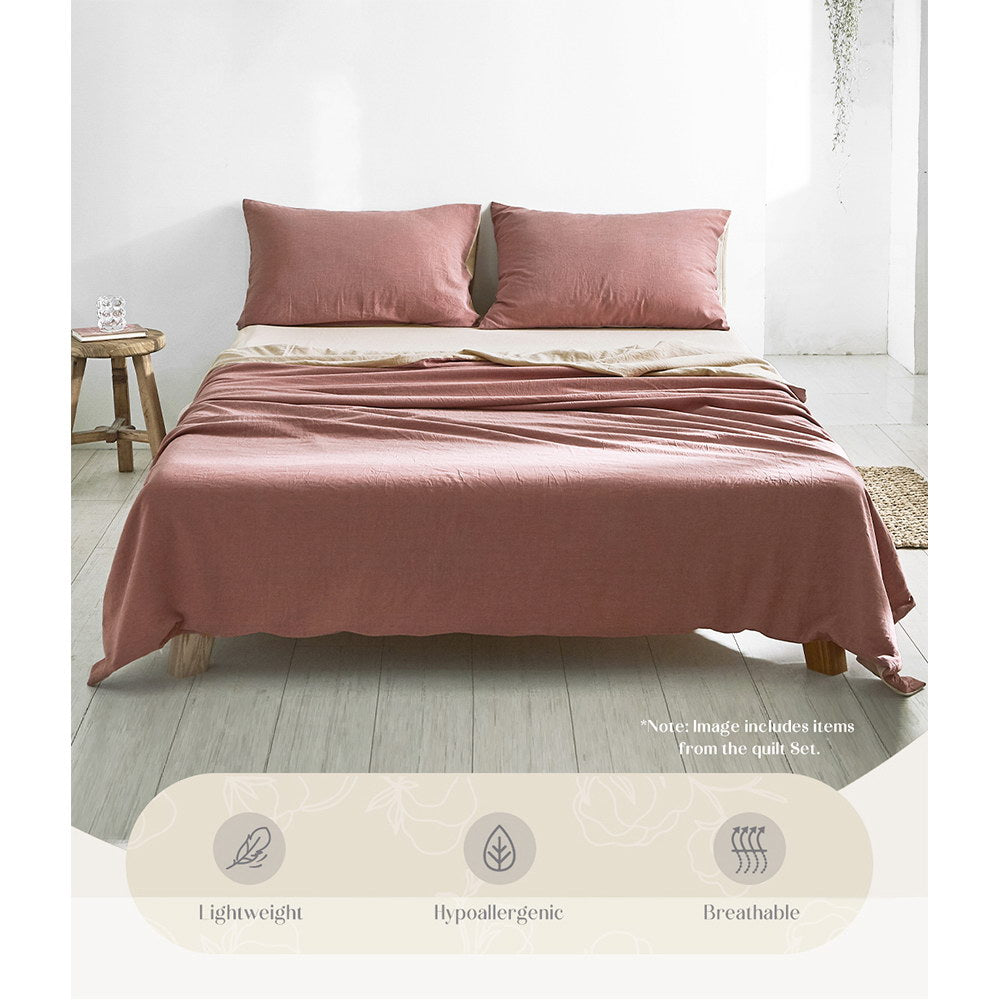 Cosy Club Sheet Set Cotton Sheets Double Vanilla Rhubarb