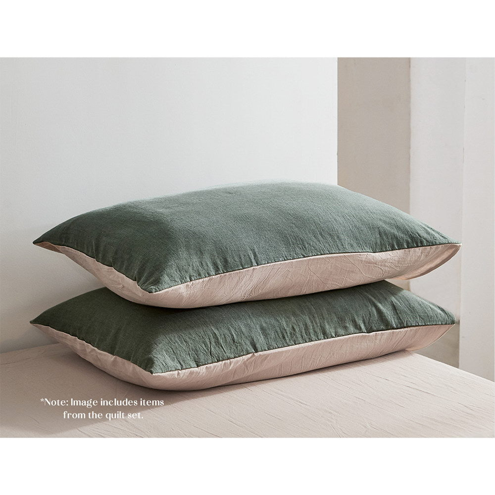 Cosy Club Sheet Set Cotton Sheets King Green Beige