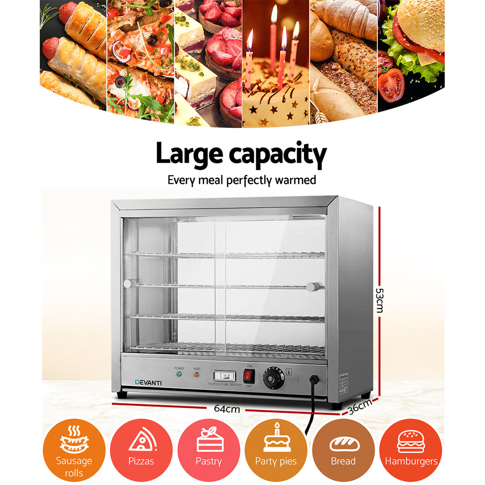 Devanti Commercial Food Warmer Electric Pie Hot Display Showcase Cabinet 4 Tier