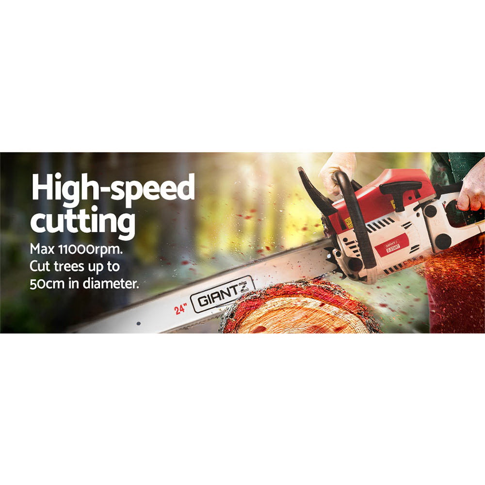 Giantz Commercial Petrol Chainsaw E-Start 24" Bar Oregon Chain Saw