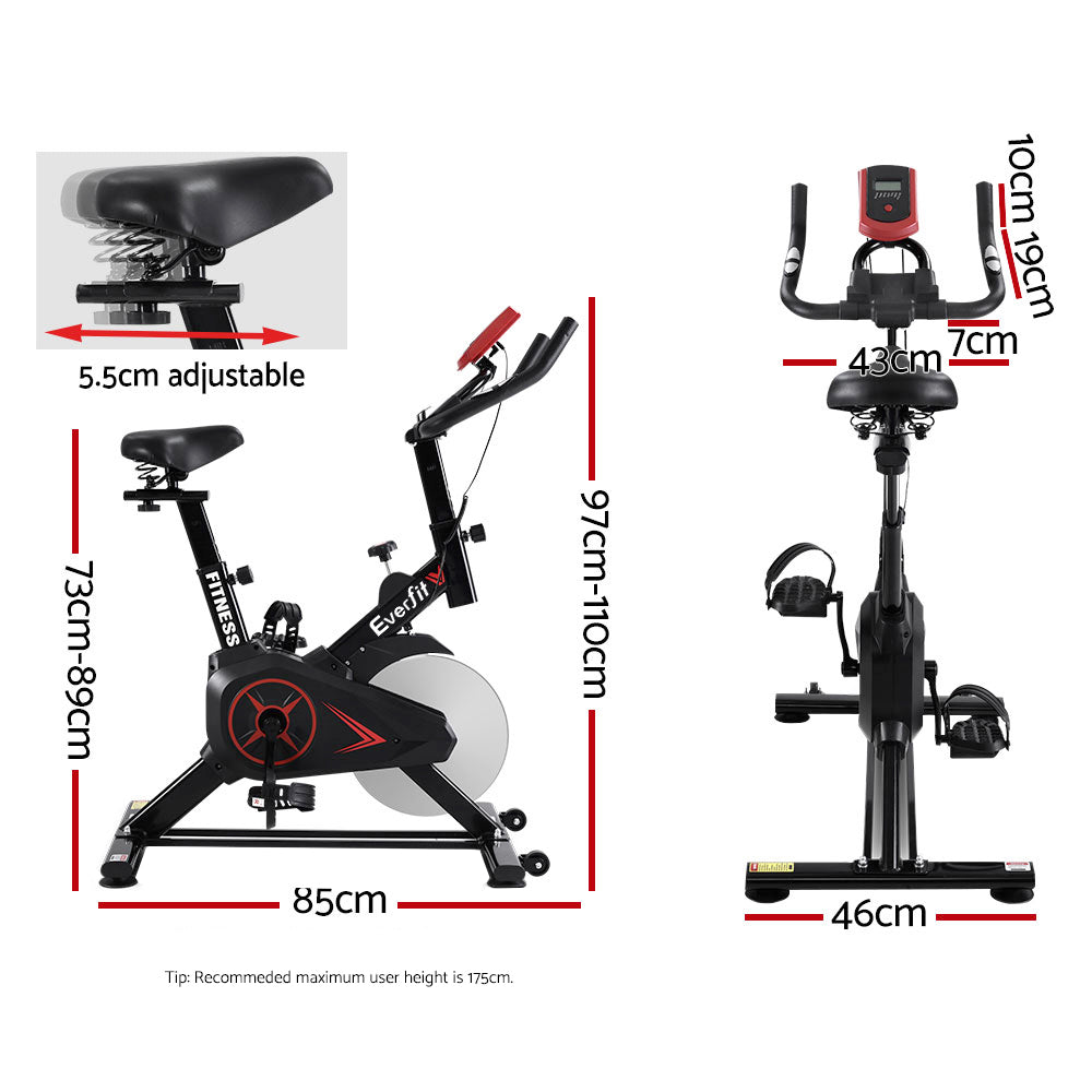 Everfit Spin Bike 10kg Flywheel Exercise Bike Fitness Workout Cycling