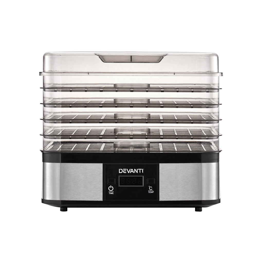 Devanti Food Dehydrator with 5 Trays - Silver