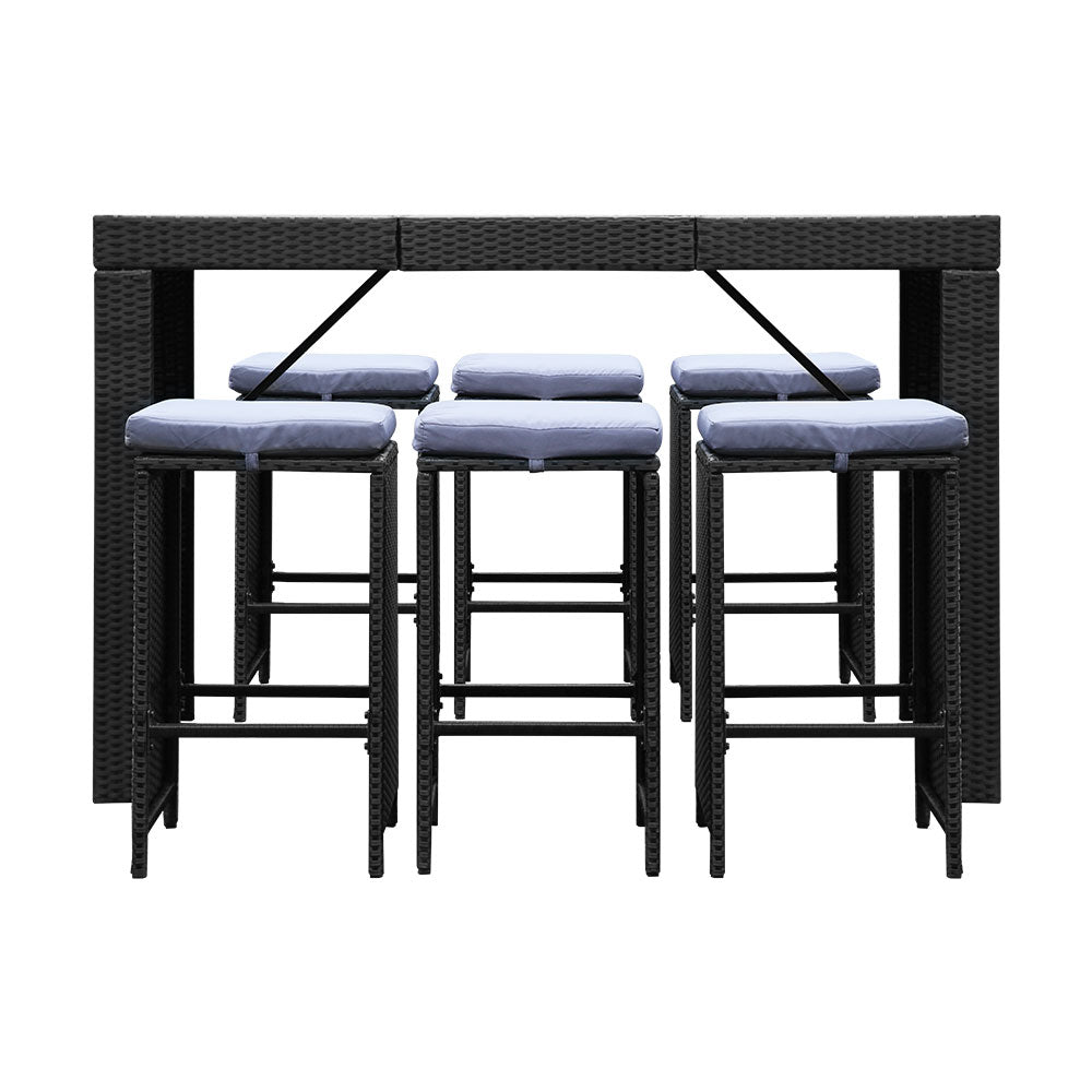 Gardeon 7 Piece Outdoor Dining Table Set - Black