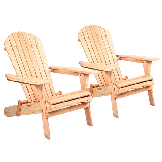 Gardeon Set of 2 Patio Furniture Outdoor Chairs Beach Chair Wooden Adirondack Garden Lounge