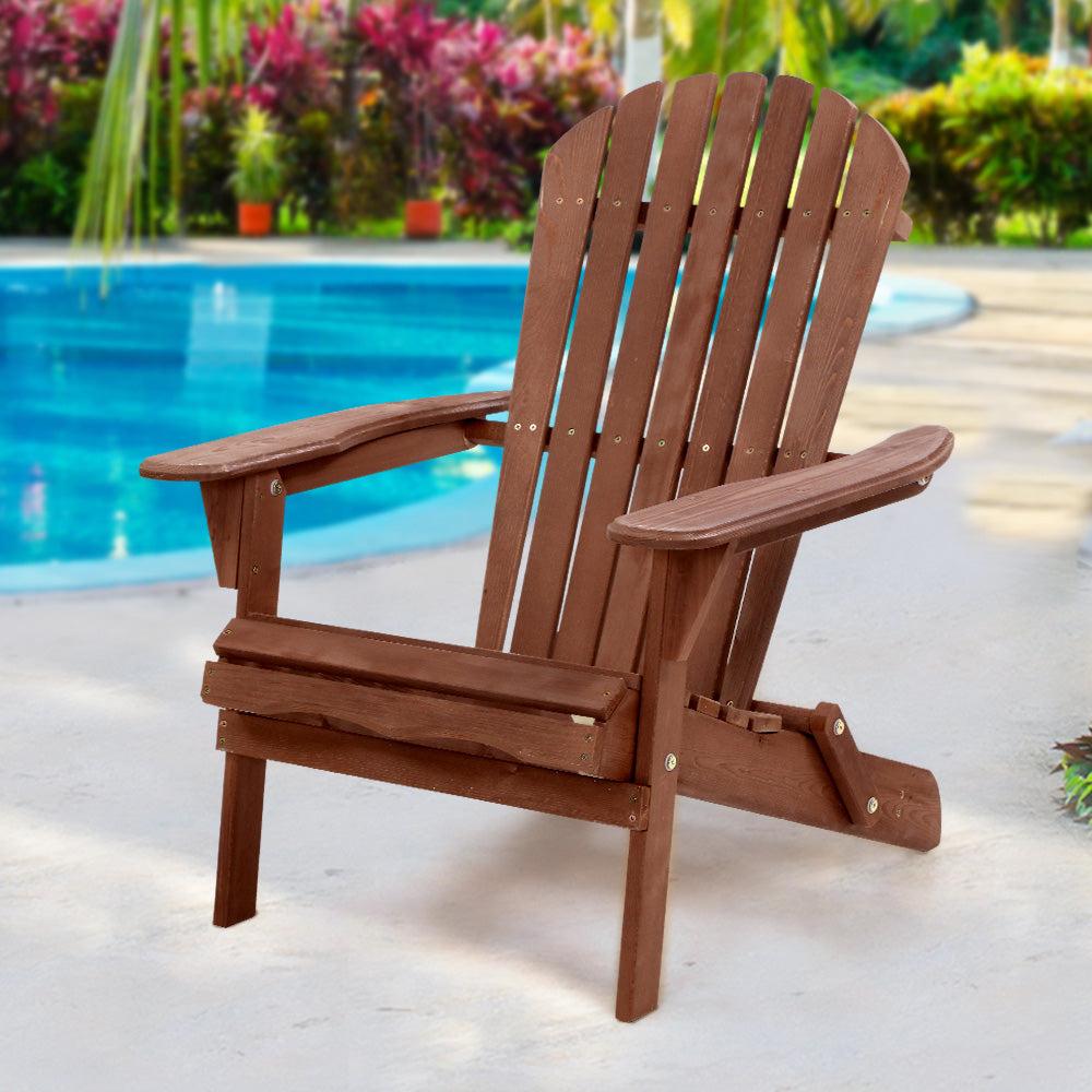 Gardeon Outdoor Furniture Beach Chair Wooden Adirondack Patio Lounge Garden