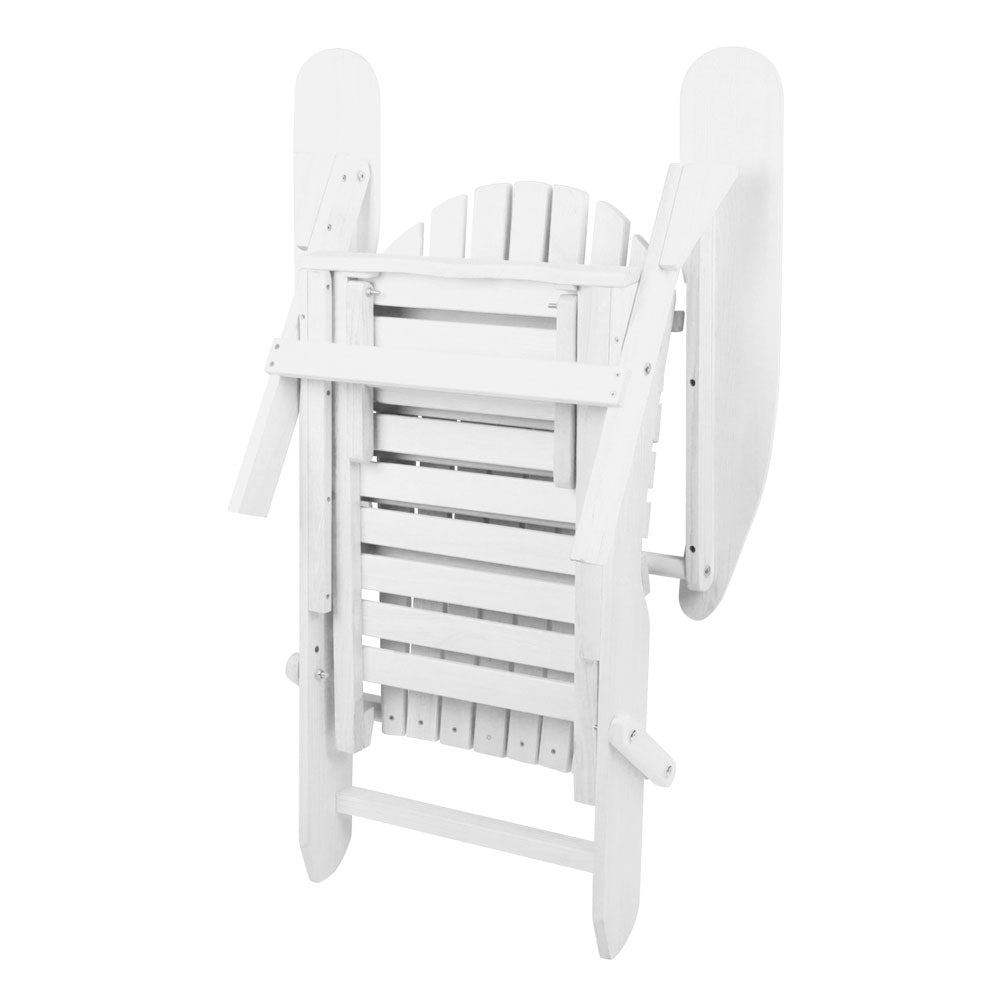 Gardeon Adirondack Beach Chair with Ottoman - White