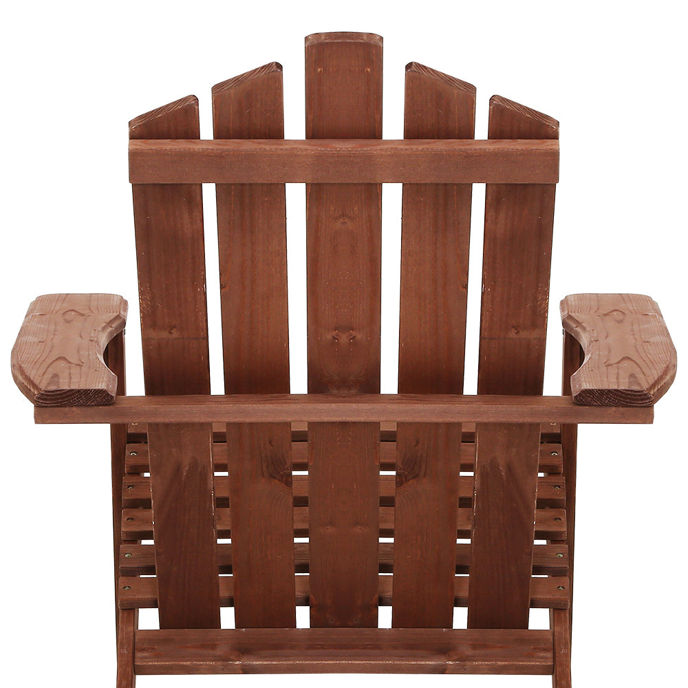 Gardeon Outdoor Sun Lounge Beach Chairs Table Setting Wooden Adirondack Patio Chair Brown