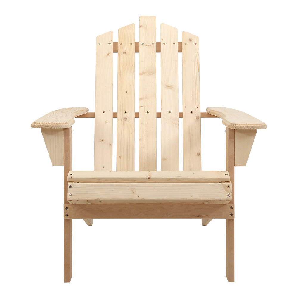 Gardeon Outdoor Sun Lounge Beach Chairs Table Setting Wooden Adirondack Patio Chair Light Wood Tone