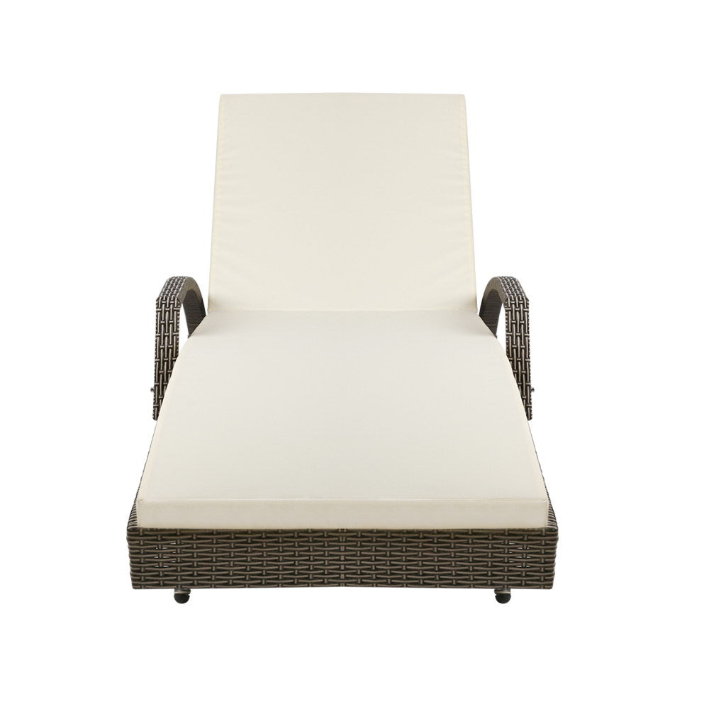 Gardeon Set of 2 Outdoor Sun Lounge Chair with Cushion- Grey