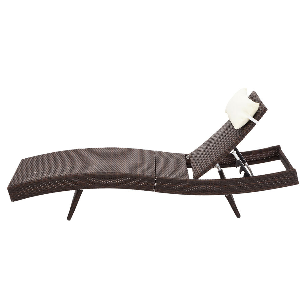 Gardeon Outdoor Wicker Sun Lounge - Brown