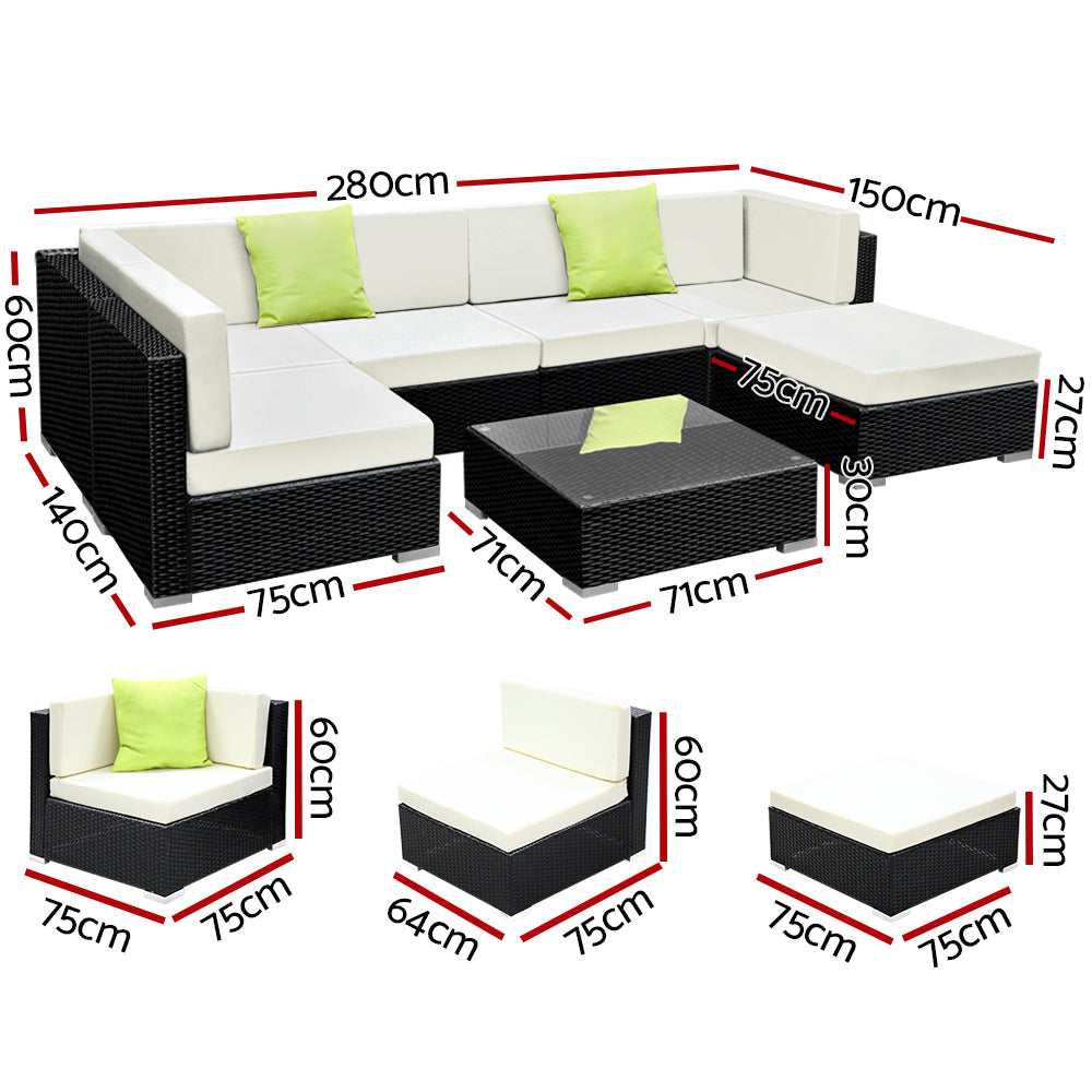 Gardeon 7PC Sofa Set with Storage Cover Outdoor Furniture Wicker