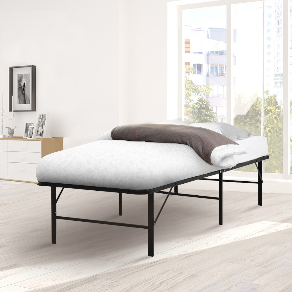 Artiss Folding Bed Frame Single Metal Bed Base Portable Black