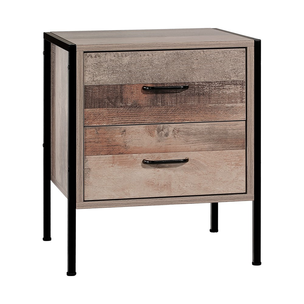 Artiss Bedside Table Drawers Nightstand Metal Oak